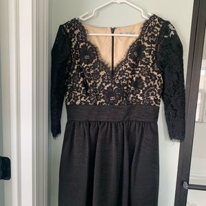Black Lace Knee Length Dress